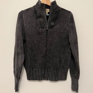 Woolrich Vintage Full Zip Sweater Grey Distressed